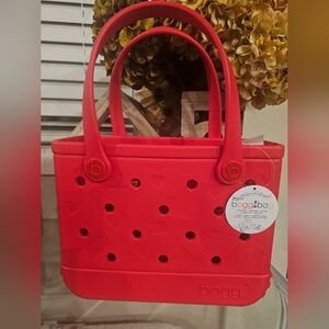 Valentine Red Bitty Bogg Bag - Embossed Hearts